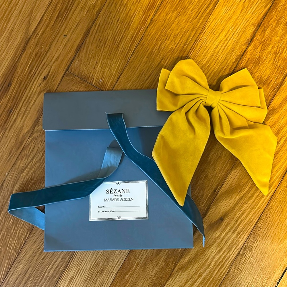 Sezane Yellow Velvet Bow with Gift Pouch